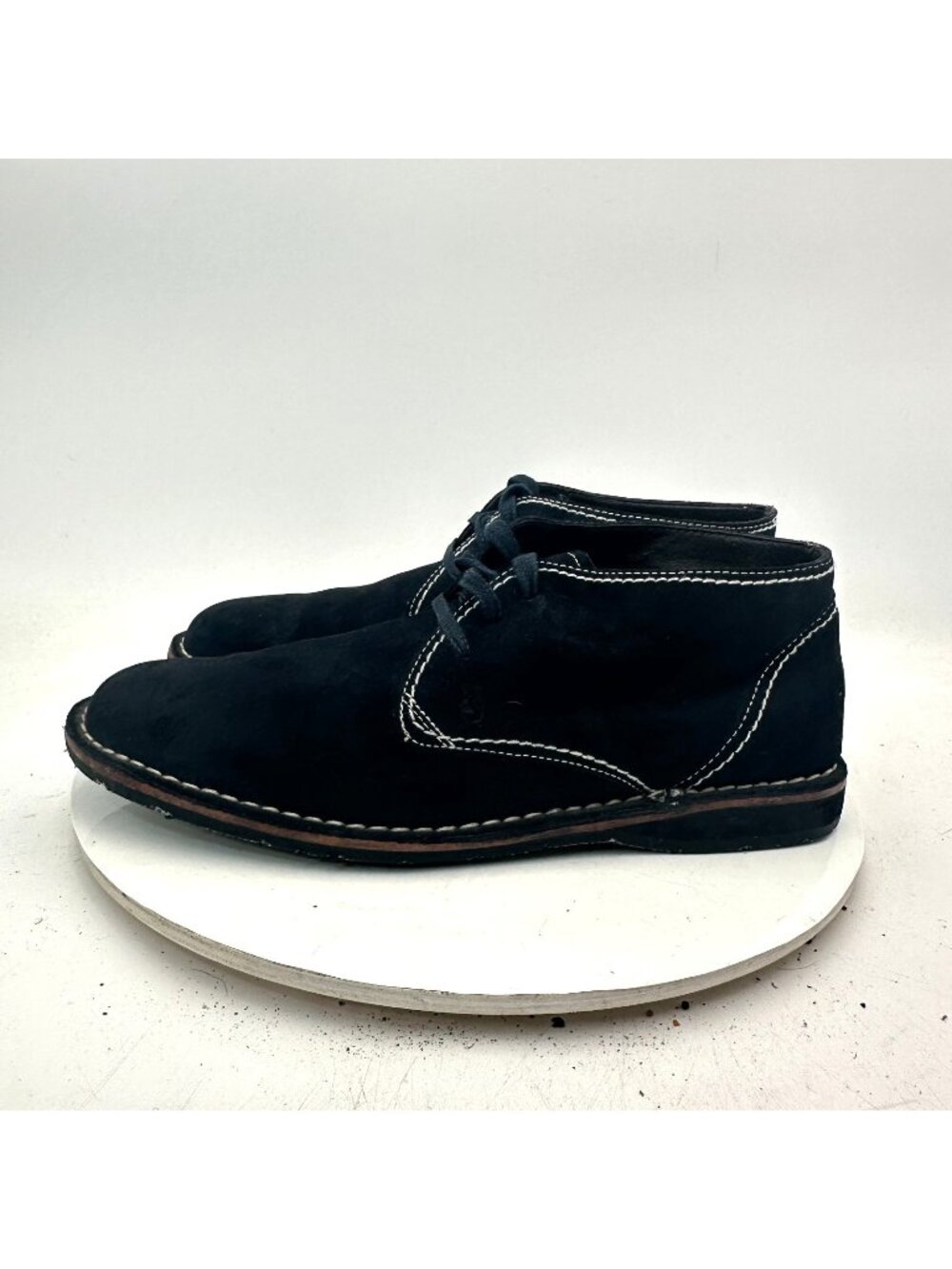 John Varvatos Hipster Men Size 9.5 M Black Suede White Stitch Ankle Chukka Boot
